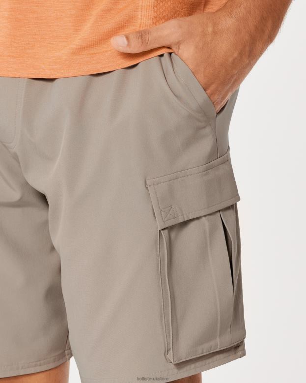Bottoms Hollister Men Gilly Hicks Active Unlined Cargo Shorts 7\\ 488201353 Tan